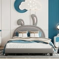 thumbnail image 1 of Morden Faux Leather Upholstered Bed Frame with Upholstered Headboard No Box Spring Needed Wood Platform Bed with Rabbit Ornament, Easy Assembly (Gray,Full), 1 of 9