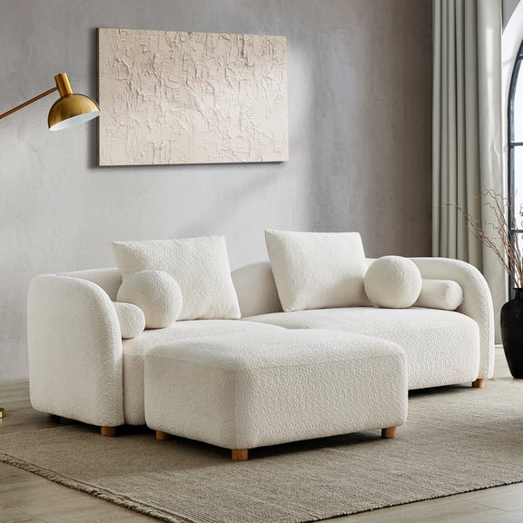 Morden Fort 36" Convertible Boucle Ottoman, Upholstered Footrest & Extra Seating, Modular Ottoman for Sectional Sofa, Living Room, Bedroom