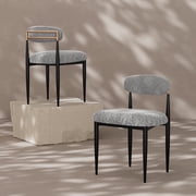 Morden Fort Boucle Grey Dining Chairs Set of 2, Mid-Century Boucle Chairs for Kitchen, Reception, Living Room, Apartment