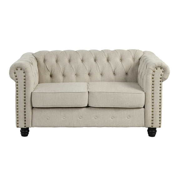 Morden Fort Chesterfield Loveseat, 2-Seater Tufted Sofa, Living Room, Office, Bedroom