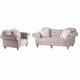 thumbnail image 1 of Morden Fort Chesterfield Tufted Camel Back Armchair Velvet Living Room Chair, Sofa 2 Pcs, Beige, 1 of 7
