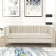 thumbnail image 1 of Morden Fort Contemporary Living Room Sofa Velvet Upholstered Couch Beige, 1 of 8