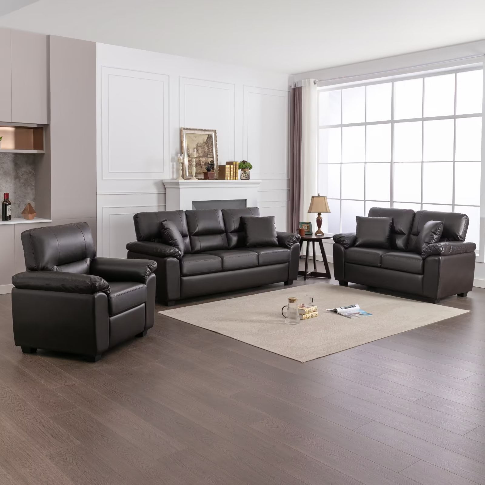 Morden Fort PU Leather Couch Set for Living Room/Office, Sofa, Loveseat