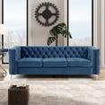 thumbnail image 1 of Morden Fort Dutch Velvet Accent Sofa Chair,Tufted Chair with Solid Wood/Gold Metal Legs For Living Room,Misty Blue, 1 of 6