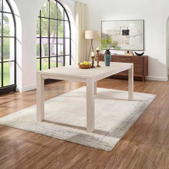 Morden Fort Extendable Dining Wood Table for 6-8, Rectangular 60"-80" Modern Expanding Table for Kitchen, Living Room, Gatherings, Meetings, WhiteWashed