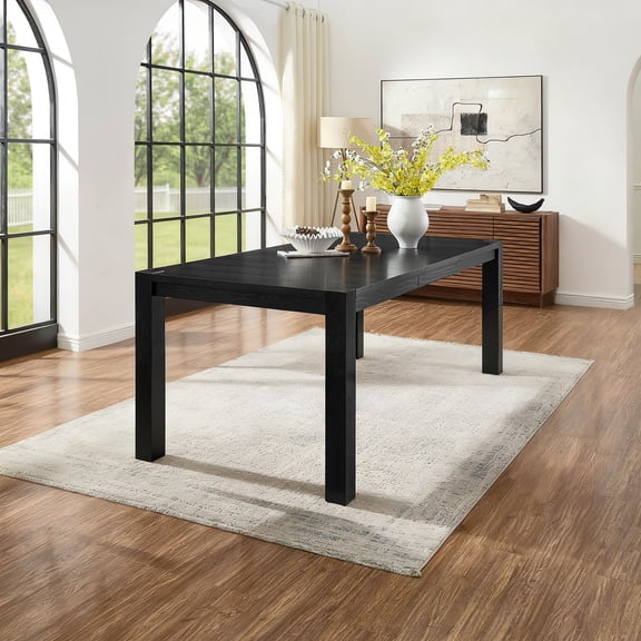 Morden Fort Extendable Dining Wood Table for 6-8, Rectangular 60"-80" Modern Expanding Table for Kitchen, Living Room, Gatherings, Meetings, Black