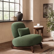 Morden Fort Green Cloud Sofa Boucle Chair, Comfy Thick Cushion Armless Tilt Back Chair for Living Room, Bedroom, Apartment