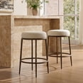 thumbnail image 1 of Morden Fort Hand-Hammered Metal Backless Counter Height Bar Stools Set of 2, Upholstered Cushion Bar Chairs, Compact Stools Set for Kitchen Island, Adjustable Footrests, Bronze, 1 of 9