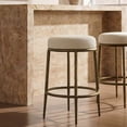 thumbnail image 1 of Morden Fort Hand-Hammered Metal Backless Counter Height Bar Stools, Upholstered Cushion Bar Chair, Compact Stools for Kitchen Island, Adjustable Footrests, Gold, 1 of 9