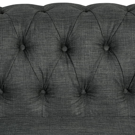 Morden Fort Linen Chesterfield Sofa with Button Tufted, Nailhead and Solid Wood Legs for Living Room Grey