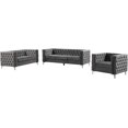 thumbnail image 1 of Morden Fort Living Room Furniture Sets Couches for Living Room, Sofas for Living Room Furniture Sets, Chair, Couch and Sofa 3 Pieces, Fabric, Dutch Velvet Grey, 1 of 8