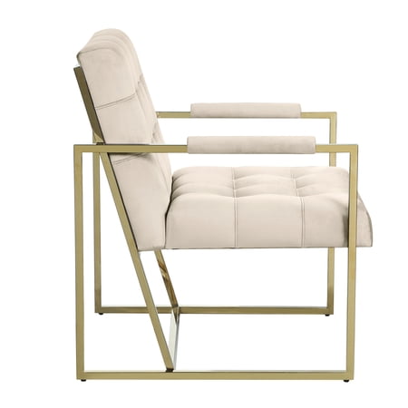 Morden Fort Lounge Arm Chair for Living Room with Golden Metal Frame Cream