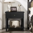 thumbnail image 1 of Morden Fort Farmhouse Spindle Wood Nightstand 1 Drawer 1 Shelf, Rustic Bedside Table, Black Finish, 1 of 8