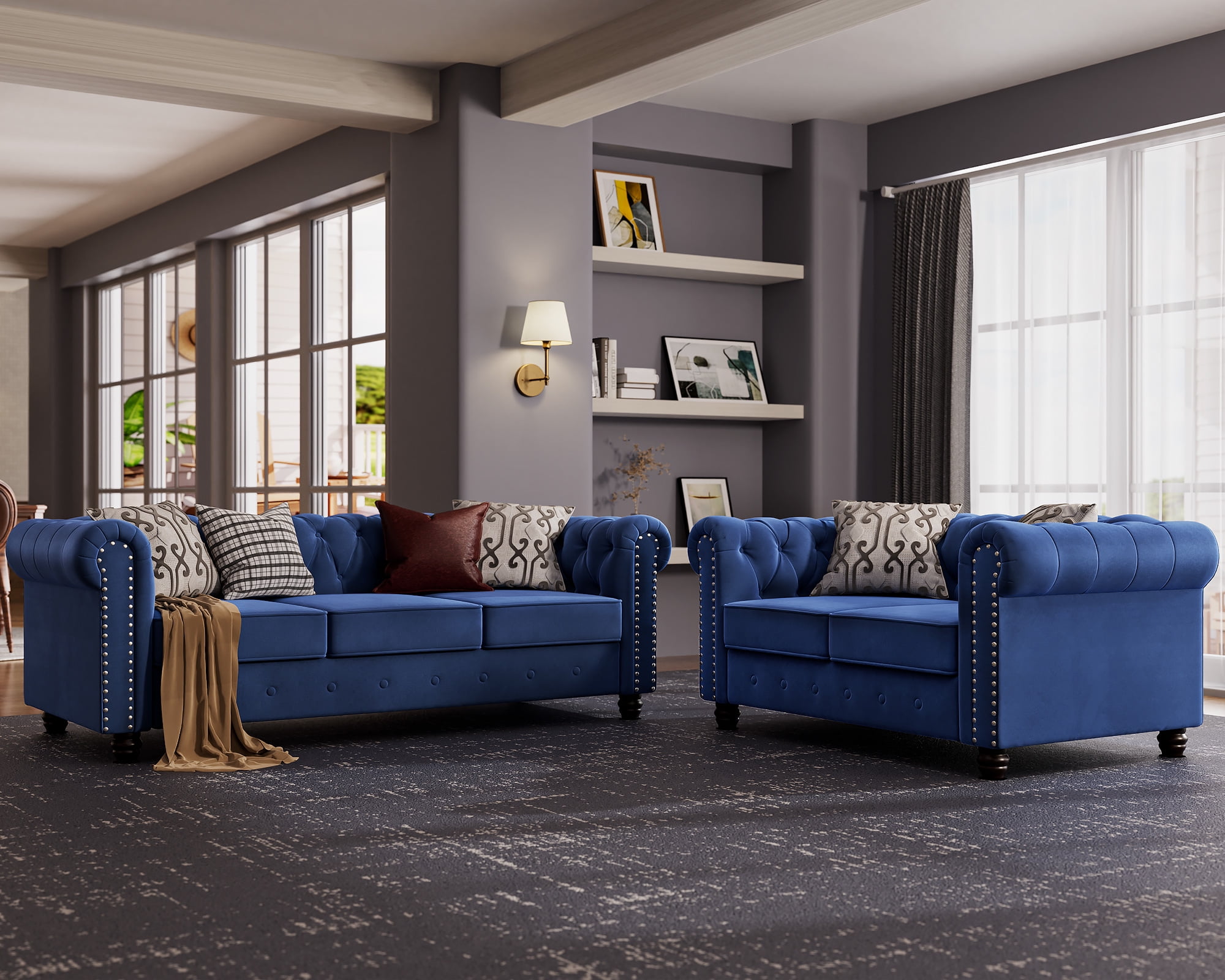 Morden Fort Modern Contemporary 2 Piece of Loveseat and Sofa Set with ...