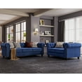 thumbnail image 1 of Morden Fort Modern Contemporary 2 Piece of Loveseat and Sofa Set with Deep Button Tufting Dutch Velvet, Solid Wood Frame and Wood Legs-Light Blue, 1 of 9