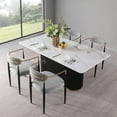 thumbnail image 1 of Morden Fort Modern Dining Table Set for 4, White Faux Marble Top Dining Table with 4 Grey Chairs for Kitchen, Dining Room, Restaurant, Conference Room, 1 of 7