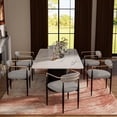 thumbnail image 1 of Morden Fort Modern Dining Table Set for 4, White Faux Marble Top Dining Table with 6 Grey Chairs for Kitchen, Dining Room, Restaurant, Conference Room, 1 of 7