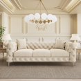 thumbnail image 1 of Morden Fort  Modern Velvet Sofa with Button Tufted,Solid Wood Frame and Iron Legs Beige, 1 of 5