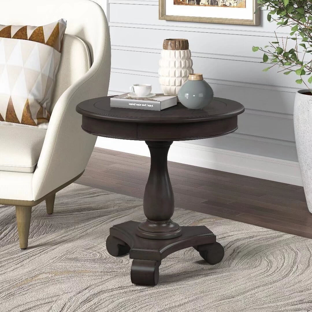 Morden Fort Mordent Fort Small Round End Table Accent Wooden Pedestal ...
