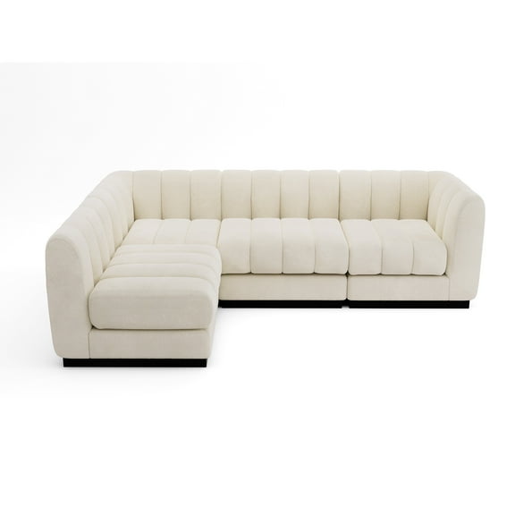 Morden Fort Oversized Convertible Modular 4 Seat L Shaped Couch, Extra Deep Seat, Chenille Fabric, Beige
