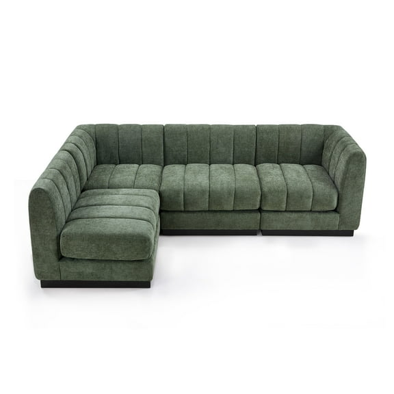 Morden Fort Oversized Convertible Modular 4 Seat L Shaped Couch, Extra Deep Seat, Chenille Fabric, Green