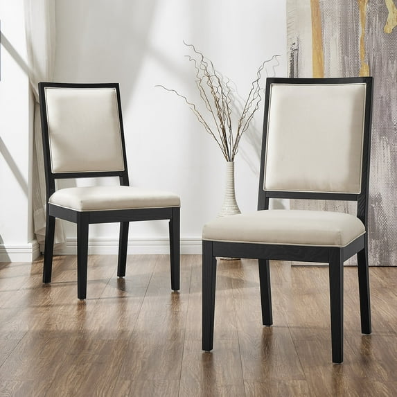 Morden Fort Upholstered Dining Chairs Set of 2, Wood Frame Modern Side Armless Chair for Dining Room, Kitchen, Living Room, Black