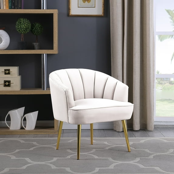 Morden Fort Velvet Barrel Chair Accent Armchair Living Room Bedroom WHITE