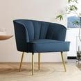 thumbnail image 1 of Morden Fort Velvet Lounge Chair Living Room, Modern Side Chair Vanity Chair with Golden Metal Legs for Living Room Dressing Room Bedroom Home Office Kitchen, Blue, 1 of 17