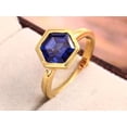 thumbnail image 1 of Morden Hexagon Cut Blue Sapphire Ring Unique Sterling Silver Engagement Ring Halo Bezel Set Ring Vintage Bridal Promise Wedding Anniversary., 1 of 2