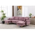thumbnail image 1 of Morden Sectional Sofa with Removeable Chaise,L Shaped Sofa with Metal Legs, 4 Seater Modern Sofa Couch Set for Living Room Apartment,Purple, 1 of 7