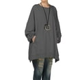 thumbnail image 1 of Mordenmiss Women Long Sleeve Oversize Sweatshirt Pullover Side Slit Loose Crew Neck Casual Tops Gray L, 1 of 2