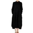 thumbnail image 1 of Mordenmiss Women's Autumn Turtleneck Long Baggy Dress with Pockets Black XL, 1 of 4
