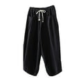 thumbnail image 1 of Mordenmiss Women's Baggy Drawstring Pants Wide Leg Pants Casual Elastic Waist Trousers Black M, 1 of 4