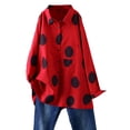 thumbnail image 1 of Mordenmiss Women's Button Down Shirt Polka Blouse Cotton Tunic Tops Red M, 1 of 2