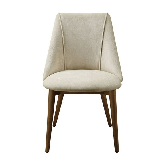 Mordern ACME Willene Side Chair (Set-2), Beige Fabric & Walnut Finish, for Living Room/Study/Office/Bedroom