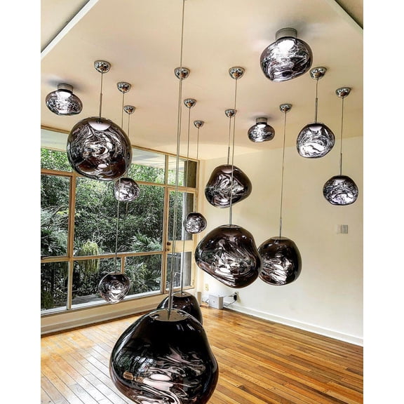 Mordern Style Melt Pendant Light Glass Hanging Light Chandelier for Kitchen Island Dining Room Entryway Hallway