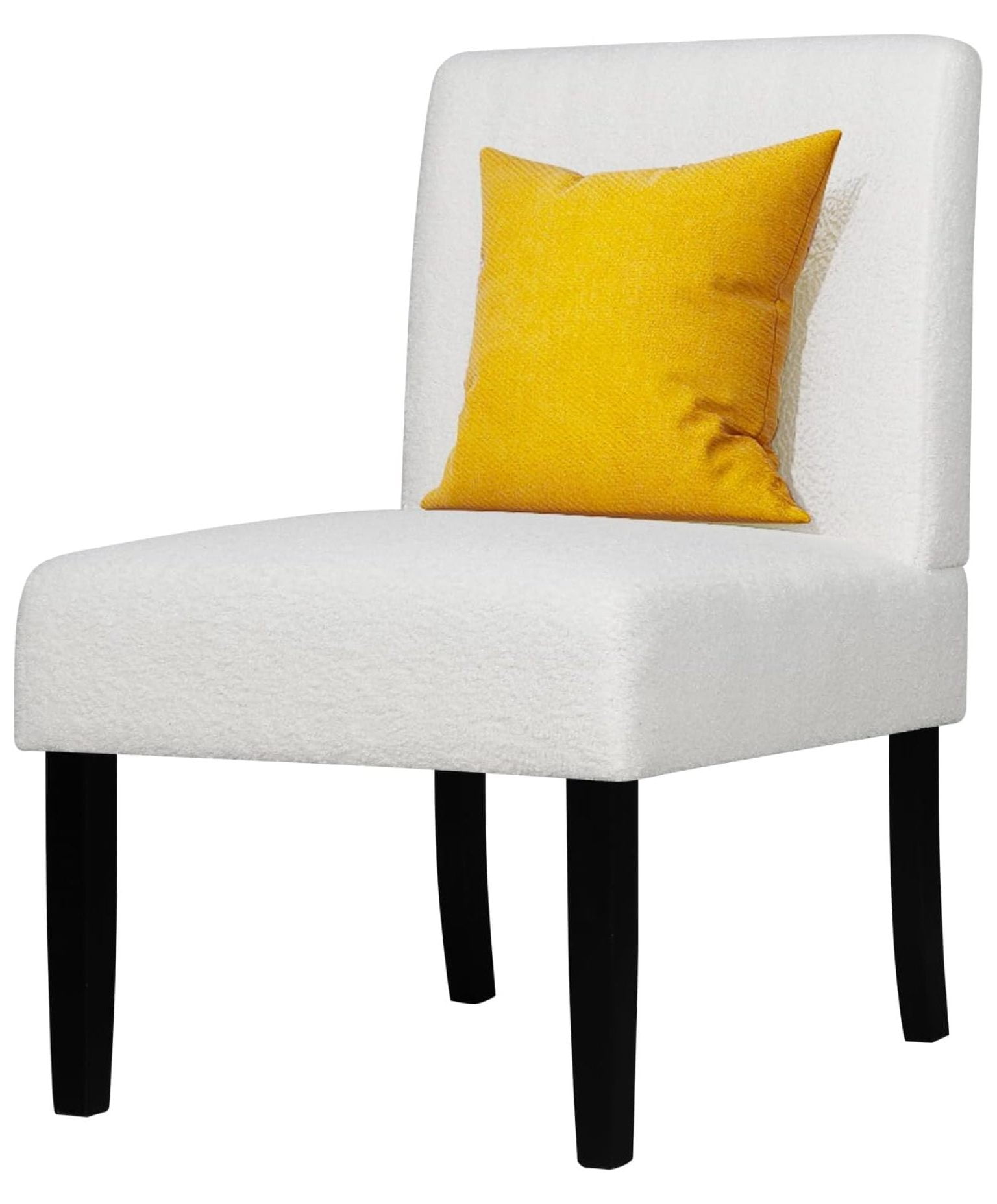Mordern Velvet Armless Accent Chair Set of 2 Decorative Slipper Chair Vanity Chair for Bedroom Desk, Corner Side Chair Living Room Furniture White (1, White)