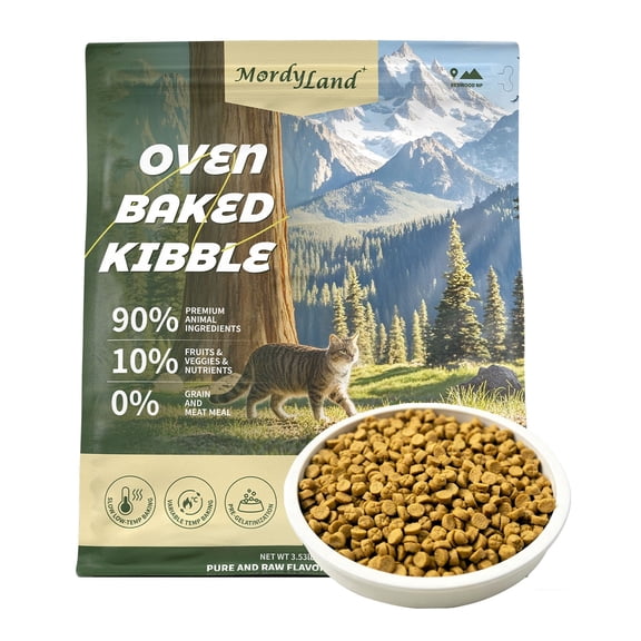 MordyLand Premium Dry Cat Food Grain Free High Protein 90% Chicken-Based Ingredients Gently Oven Baked Kibble with Fresh Chicken, Natural Digestive Health Formula for All Life Stages (3.53lb)