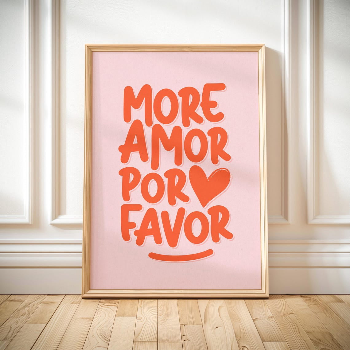 More Amor Por Favor Retro Orange Typography Wall Art, Living Room And ...