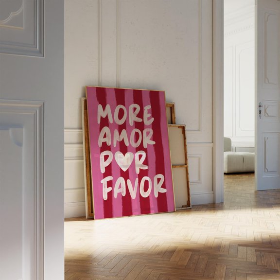 More Amor Red Maximalist Retro Wall Print Art Style