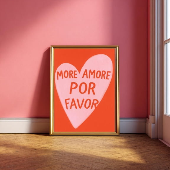More Amore Por Favor Print Retro Spanish Quote, Colorful Wall Art Poster Decor, Unframed Canvas Size 8x12 F03.1.22l1131
