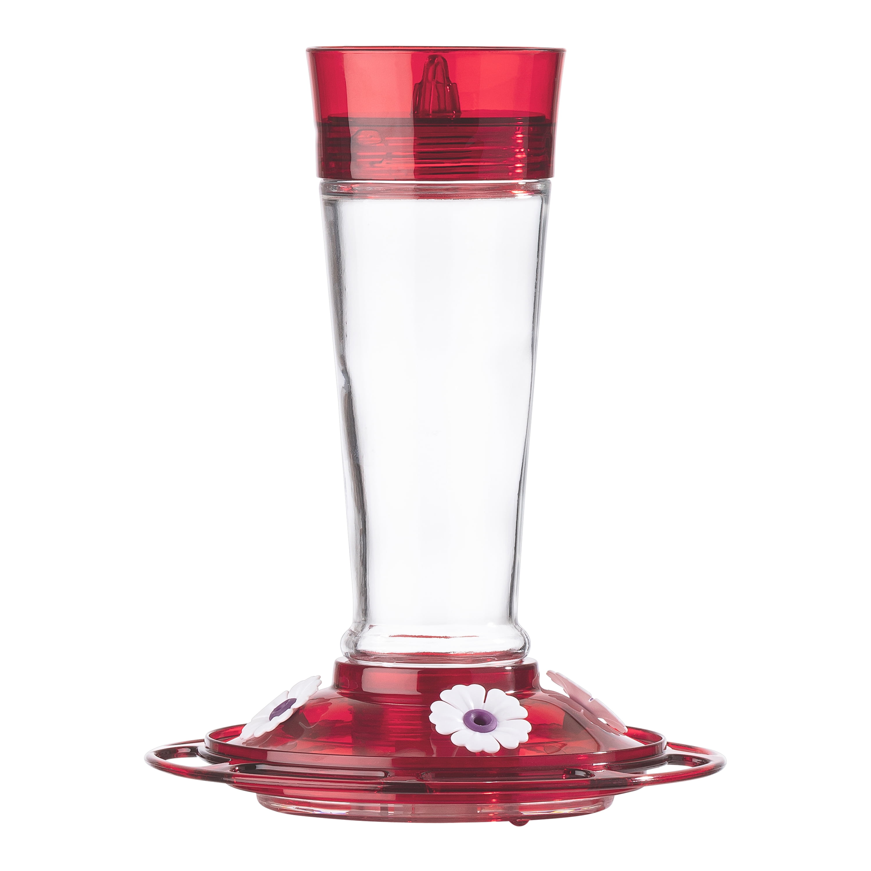 Ruby Red Glass Bottle Hummingbird Nectar Feeder with 5 Ports