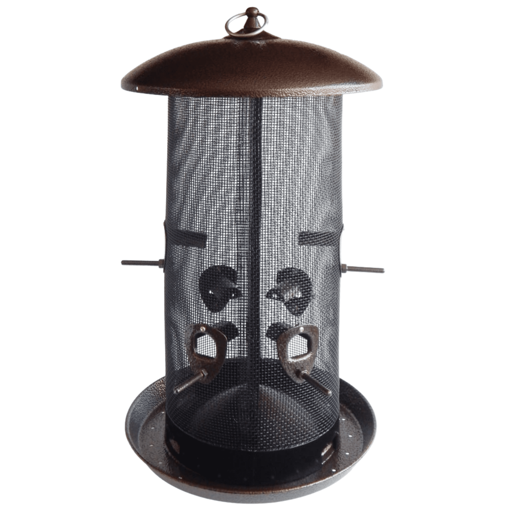 Large Black Metal Hanging Tube Bird Feeder with 6 Ports