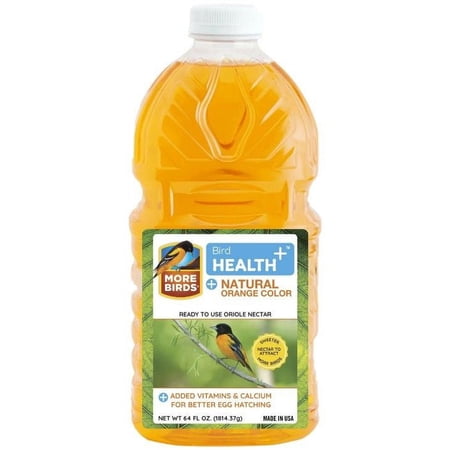 More Birds Health Plus Ready To Use Oriole Nectar Natural Orange Bird, Hummingbird Nectars & Foods 64 oz