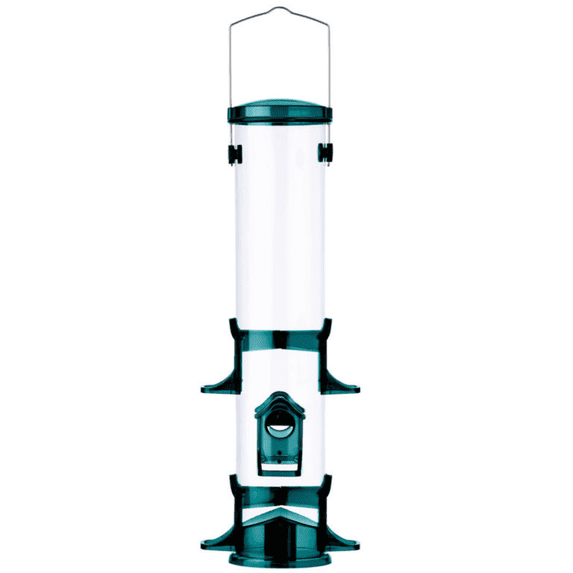 More Birds Jumbo Songbird Tube Feeder, Built-in Pole Socket, 3 lb Seed Capacity