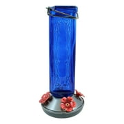 More Birds Kristina Blue Glass Hummingbird Feeder, 19 oz Capacity