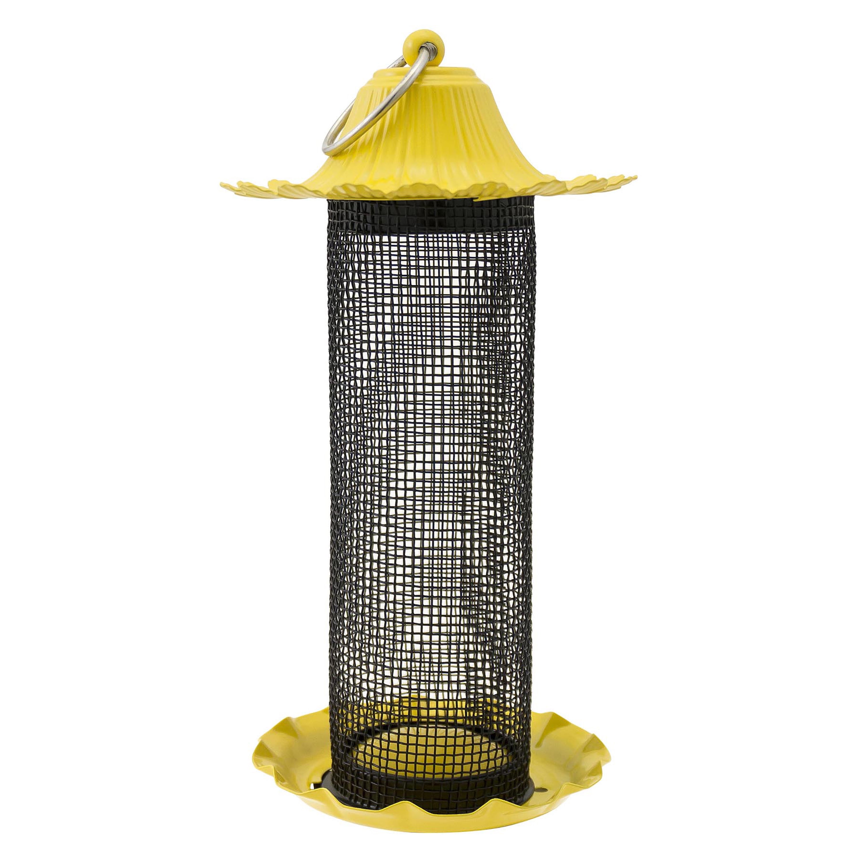 Yellow Hanging Plastic Finch Tube Bird Feeder