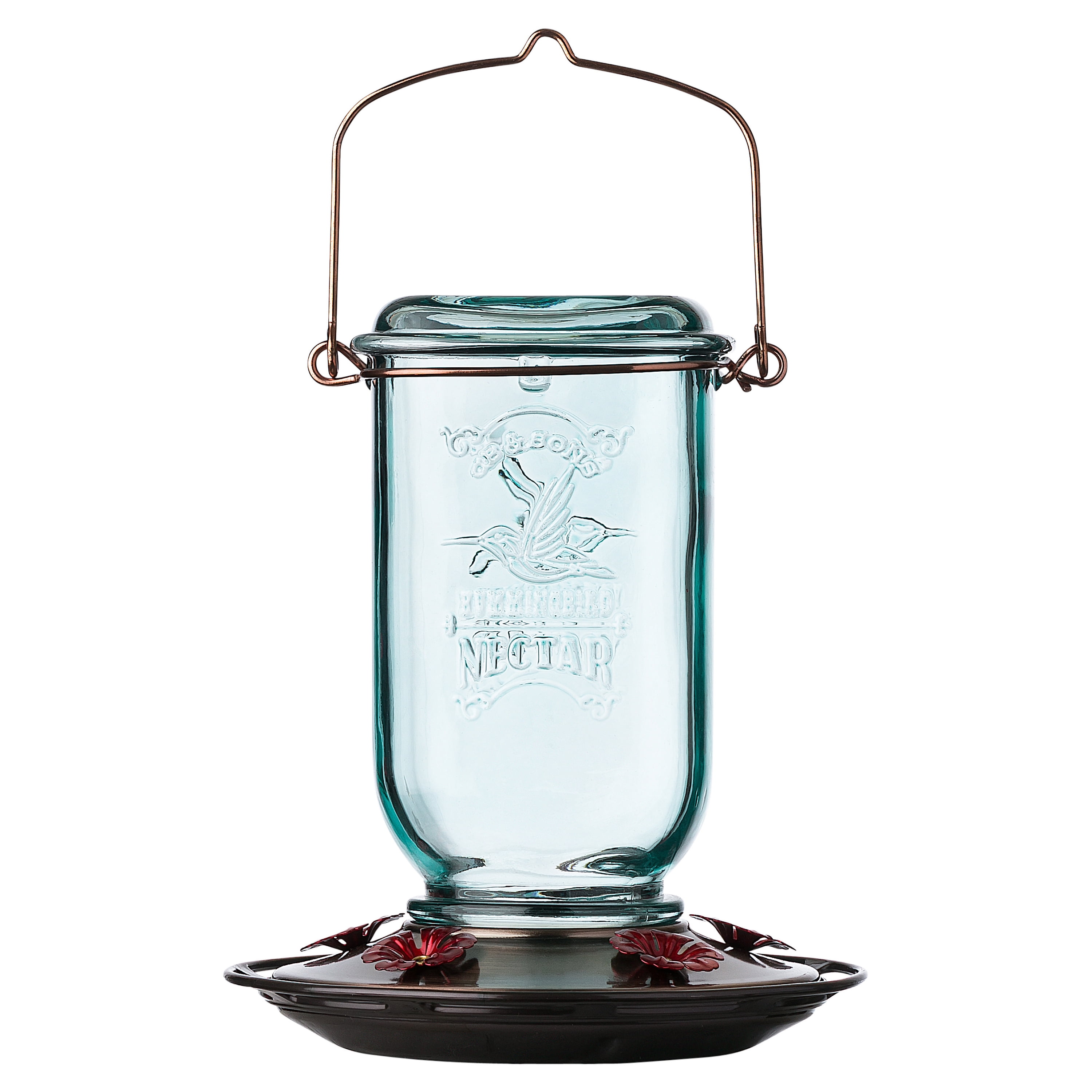 More Birds Clear Mason Jar Glass Hummingbird Feeder - 25 Ounces