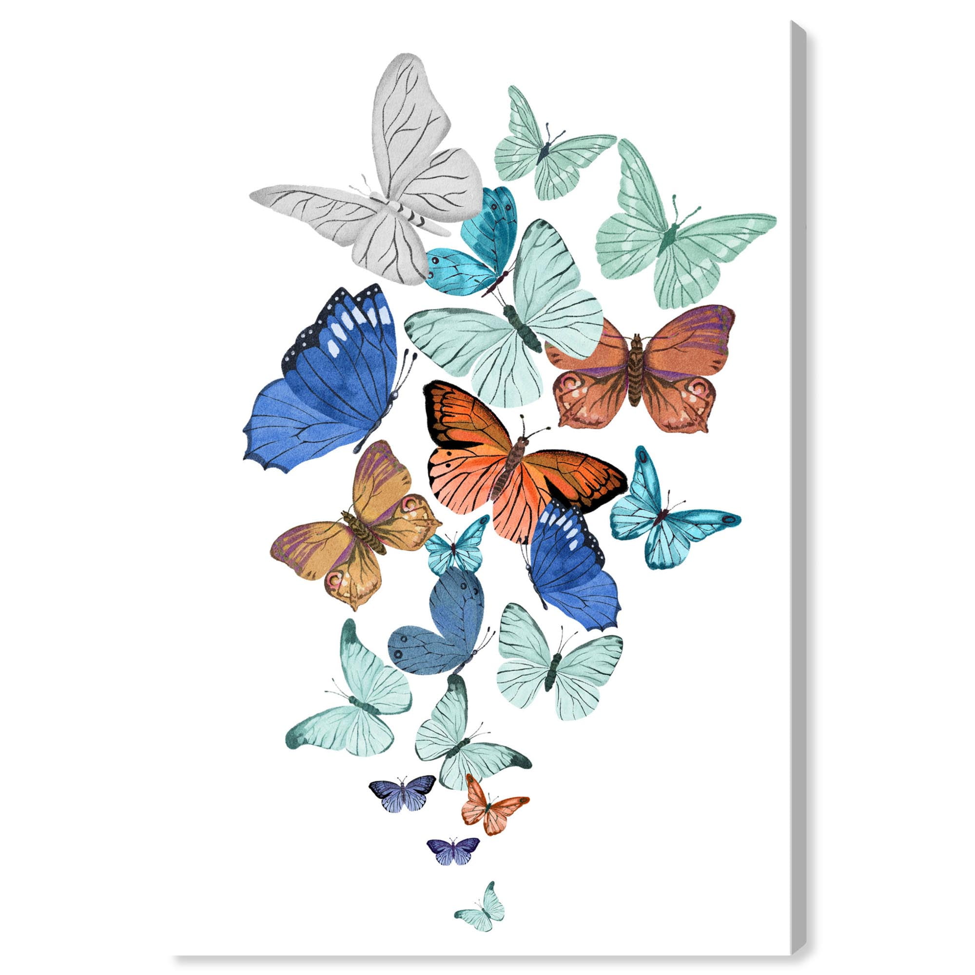 Blue Fluttering Wings Canvas Butterfly Art Print, 36" x 24"