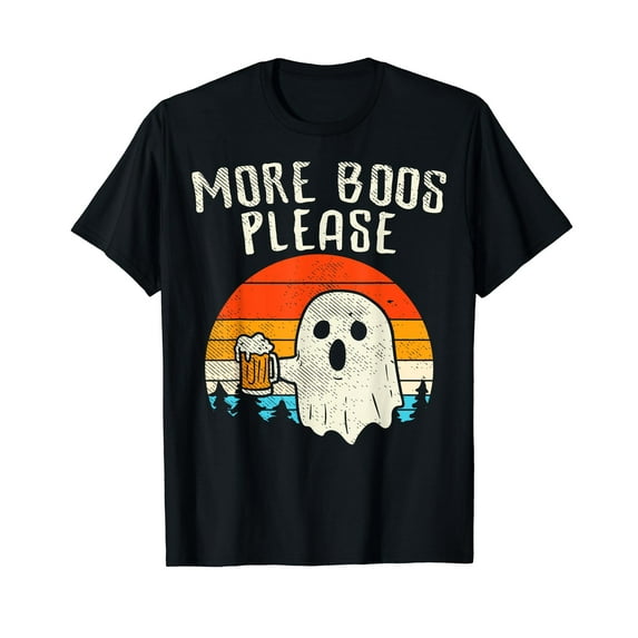 More Boos Please Ghost Beer Retro Halloween Funny Drinking T-Shirt